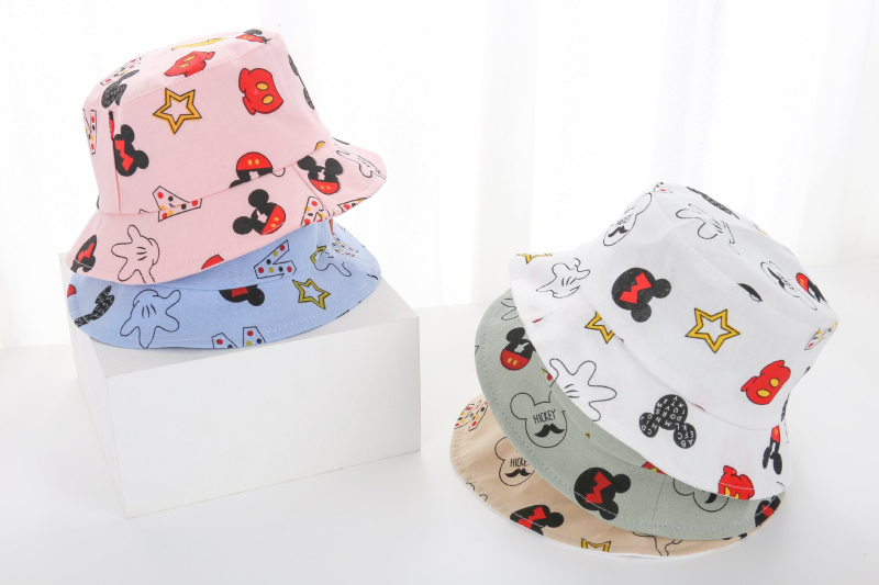 Proljetno-ljetna dječja kapa s Mickey Maus, ribarska kapa za bebe, zaštita od sunca, prozračna, pamuk
