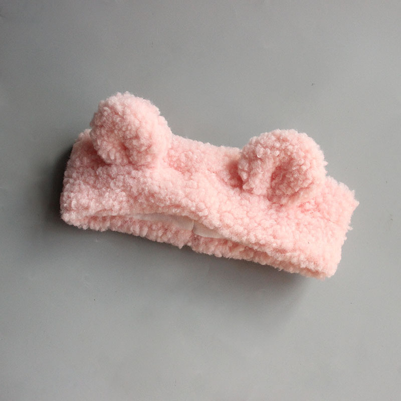Dječja čelenka za kosu od teddy velura s ušima zečića, jednostavan korejski stil