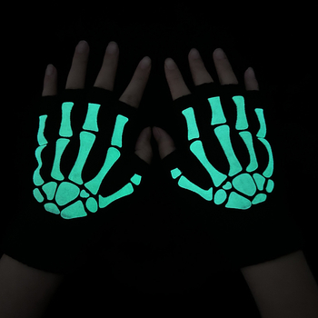 Halloween rukavice s luminescentskom lubanjom i dekorom duhih kandži, poluprstene rukavice za vožnju biciklom za odrasle