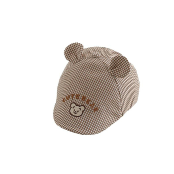 Dječji beret s motivom mede i kariranim uzorkom, unisex proljetna kapa