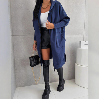 Plus veličine hoodie s kapuljom od flece, zip, casual stil, dugi rukavi