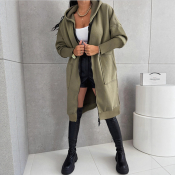 Plus veličine hoodie s kapuljom od flece, zip, casual stil, dugi rukavi