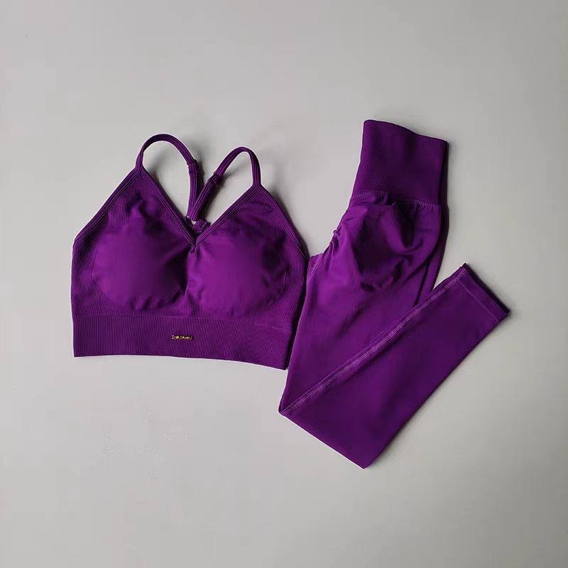 Bešavni ženski set za jogu i fitness s podizanjem bokova, top bez rukava s umetkom i tajice visokog struka, brzo se suši