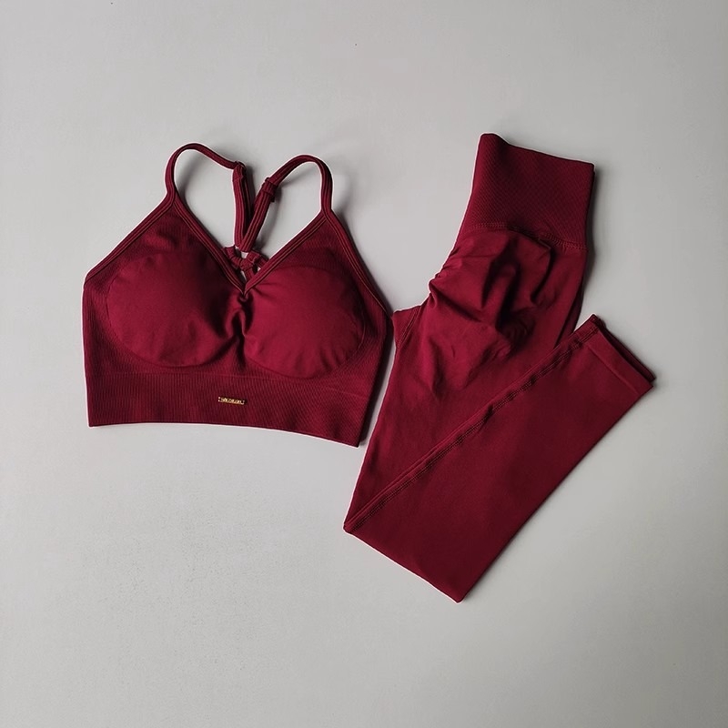 Bešavni ženski set za jogu i fitness s podizanjem bokova, top bez rukava s umetkom i tajice visokog struka, brzo se suši