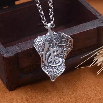 Emajlovaný Bodhi listový prívesok pre ženy, vintage etnický štýl, dlhý vlnený reťazec