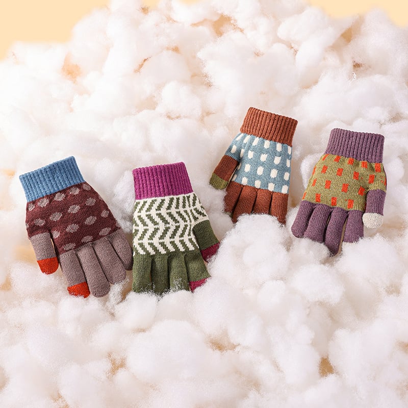 Dječje rukavice s pet prstiju, slatke za djecu, jesensko-zimske, tople, unisex, za uzrast 3–10 godina, japanskog stila jacquard