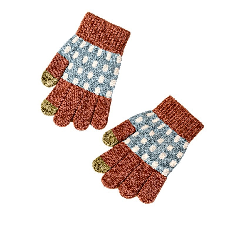 Dječje rukavice s pet prstiju, slatke za djecu, jesensko-zimske, tople, unisex, za uzrast 3–10 godina, japanskog stila jacquard
