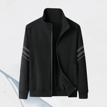 Férfi állógalléros dzseki, ősz 2025, üzleti–casual stílus, lazán szabott, cipzár, külső ruházat, egyszínű