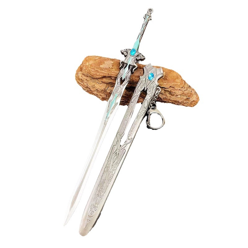 Tang San Seven-Kill Sword legura replika s plavo-srebrnim Overlord kopljem, metalna dekorativna figura