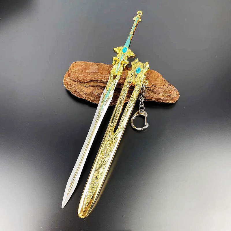 Tang San Seven-Kill Sword legura replika s plavo-srebrnim Overlord kopljem, metalna dekorativna figura