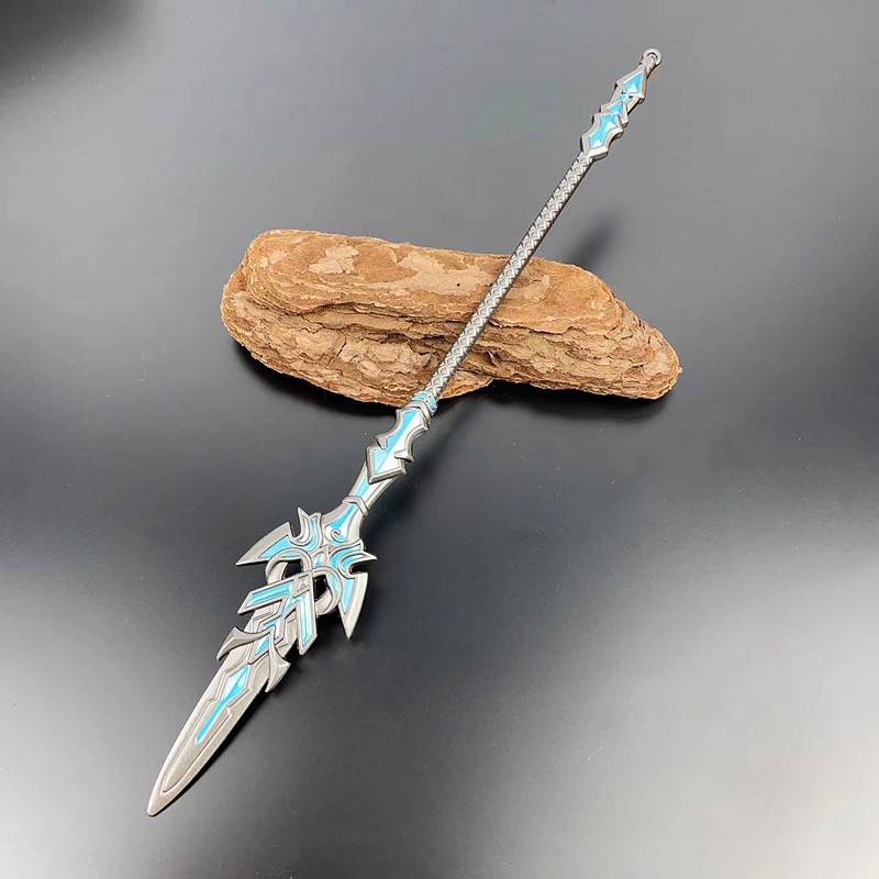 Tang San Seven-Kill Sword legura replika s plavo-srebrnim Overlord kopljem, metalna dekorativna figura
