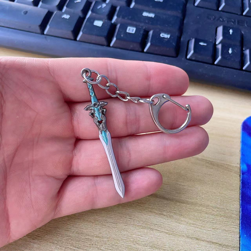 Tang San Seven-Kill Sword legura replika s plavo-srebrnim Overlord kopljem, metalna dekorativna figura