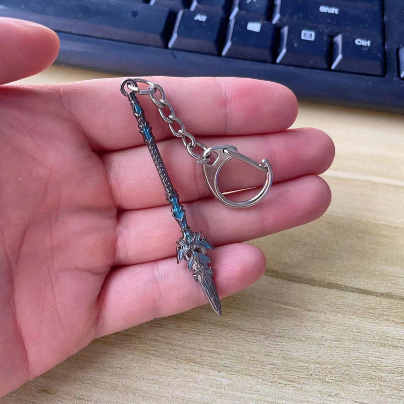 Tang San Seven-Kill Sword legura replika s plavo-srebrnim Overlord kopljem, metalna dekorativna figura