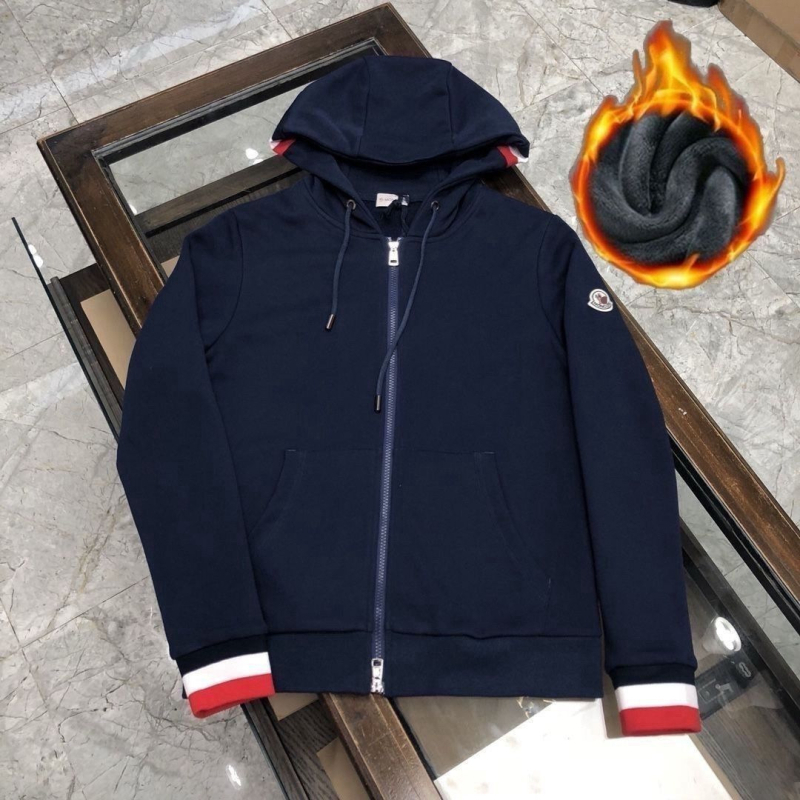 Férfi kapucnis pulóver fleece-bevonattal, cipzárral, mindennapi sportos-stílus, slim-fit, tavasz–ősz szezonra