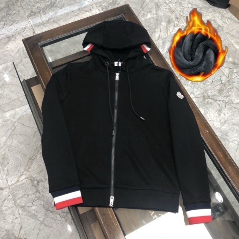 Férfi kapucnis pulóver fleece-bevonattal, cipzárral, mindennapi sportos-stílus, slim-fit, tavasz–ősz szezonra