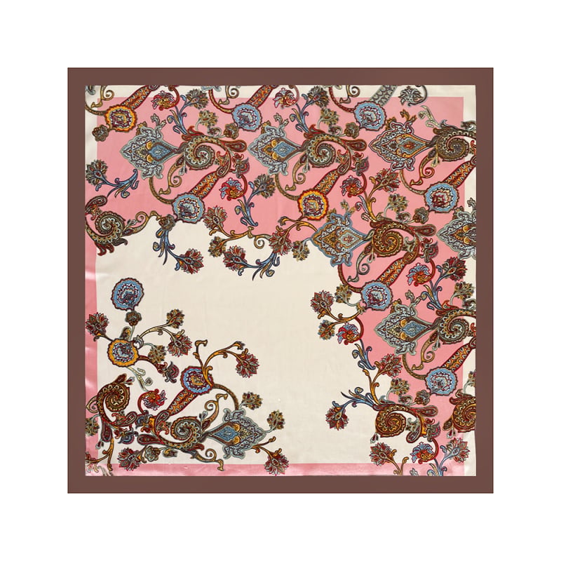 Ženski šal s paisley uzorkom, u stilu Europe i Amerike, šal s izgledom svile, kvadratnog oblika 90 x 90 cm.