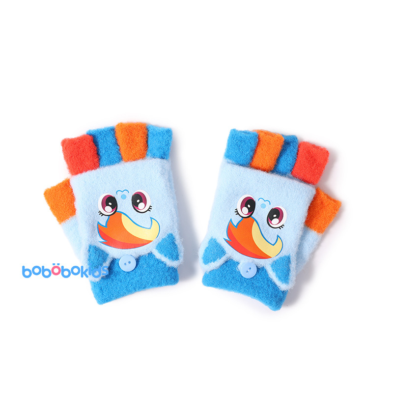 Dječje rukavice s polufingrom i preklopom, pletene, unisex, za djecu 5-12 godina, motiv Pony, dopaminska boja