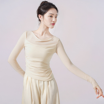 Slimming hosszú ujjú modern tánc top hálós anyagból, bélés viszkózzal, felnőtt nők számára
