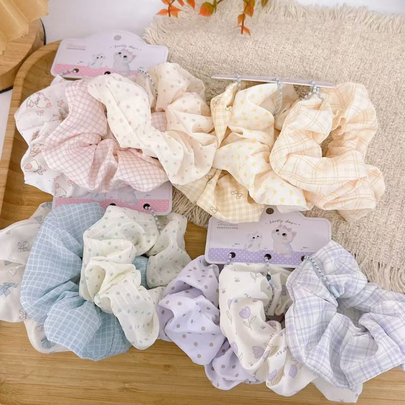 Korejskog stila gumica za kosu za žene, set od 3 komada, Mori stil, tamne nijanse, elegantni dodaci za kosu