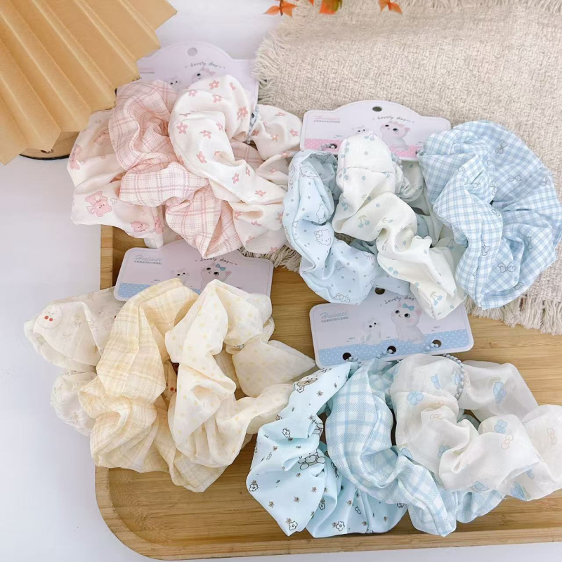 Korejskog stila gumica za kosu za žene, set od 3 komada, Mori stil, tamne nijanse, elegantni dodaci za kosu