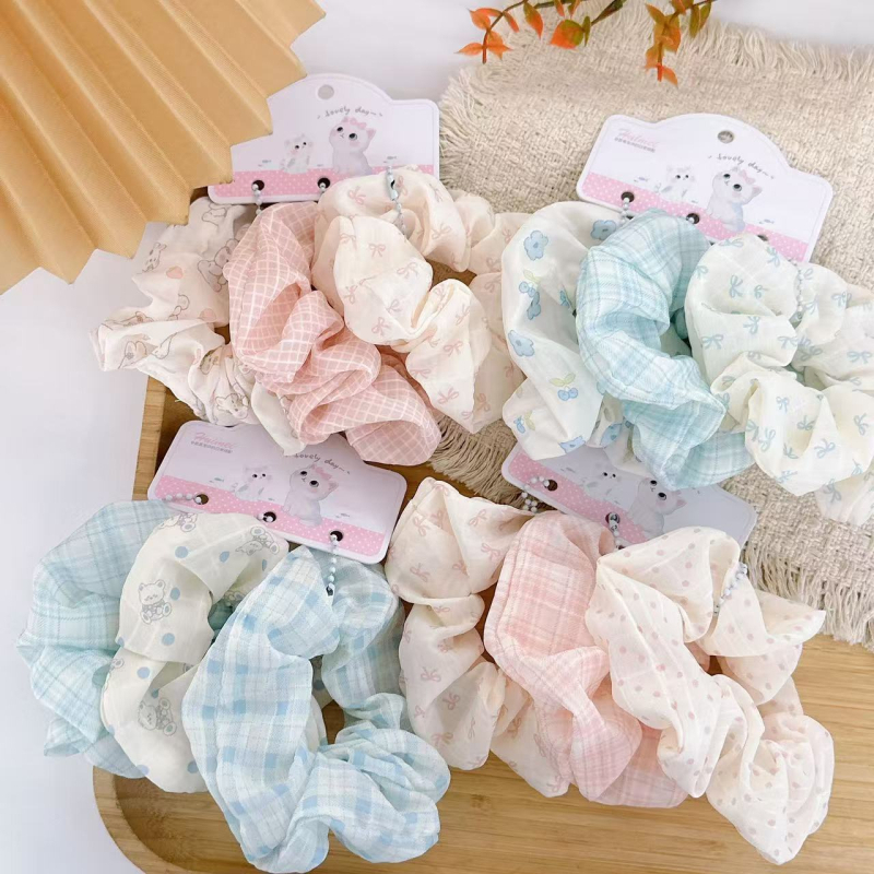 Korejskog stila gumica za kosu za žene, set od 3 komada, Mori stil, tamne nijanse, elegantni dodaci za kosu