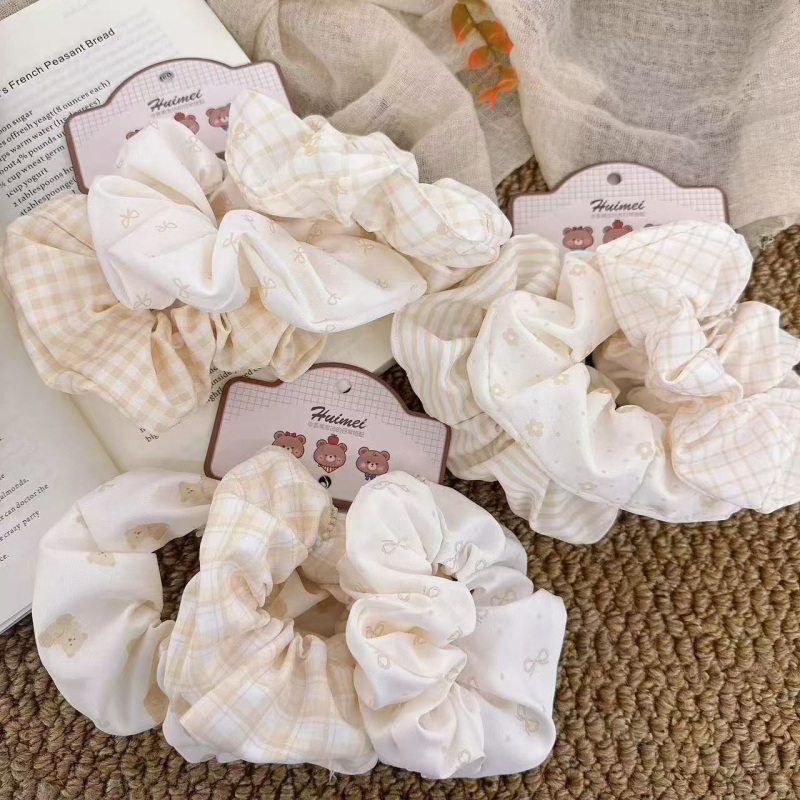 Korejskog stila gumica za kosu za žene, set od 3 komada, Mori stil, tamne nijanse, elegantni dodaci za kosu