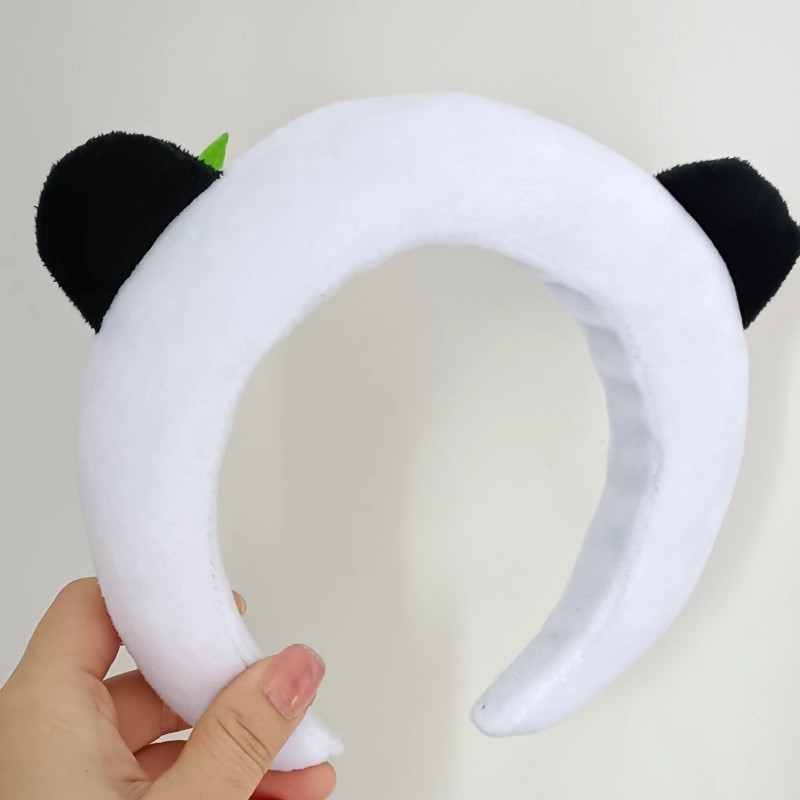 Pliš Panda čelenka za kosu, slatka crtani lik životinje s cvjetnim detaljem