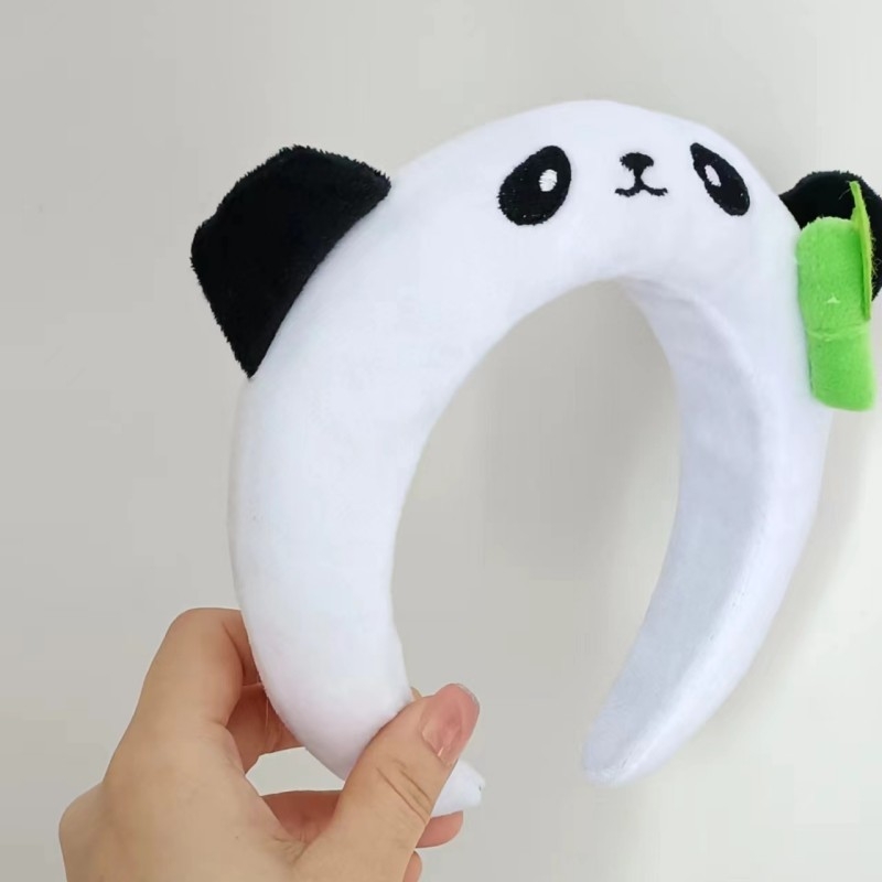 Pliš Panda čelenka za kosu, slatka crtani lik životinje s cvjetnim detaljem