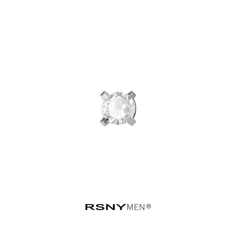 Crna jednostruka muška naušnica, trendi nišni stil, visokokvalitetno srebro 925