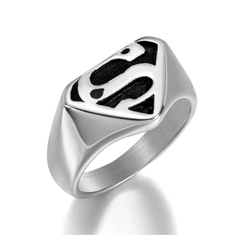 Muški prsten sa slovom S od nehrđajućeg čelika, Superman motiv, retro dizajn oka diabla, titan čelik