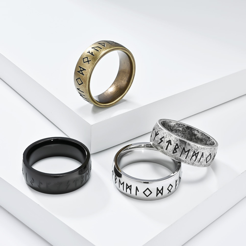 Unisex vikingski prsten s runama od nehrđajućeg čelika, personalizirani dizajn