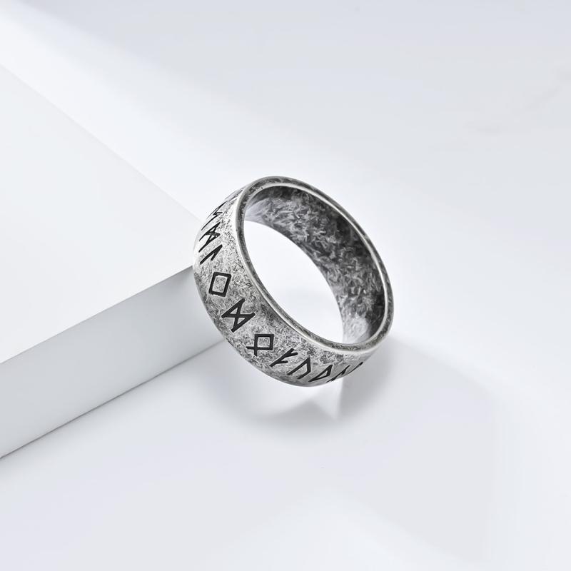 Unisex vikingski prsten s runama od nehrđajućeg čelika, personalizirani dizajn
