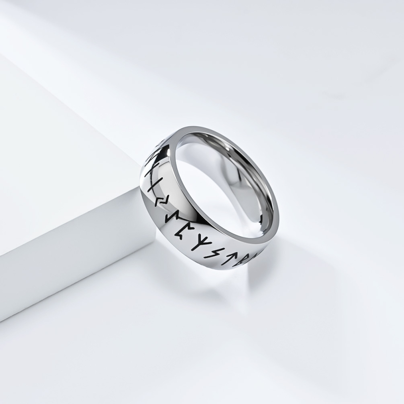 Unisex vikingski prsten s runama od nehrđajućeg čelika, personalizirani dizajn
