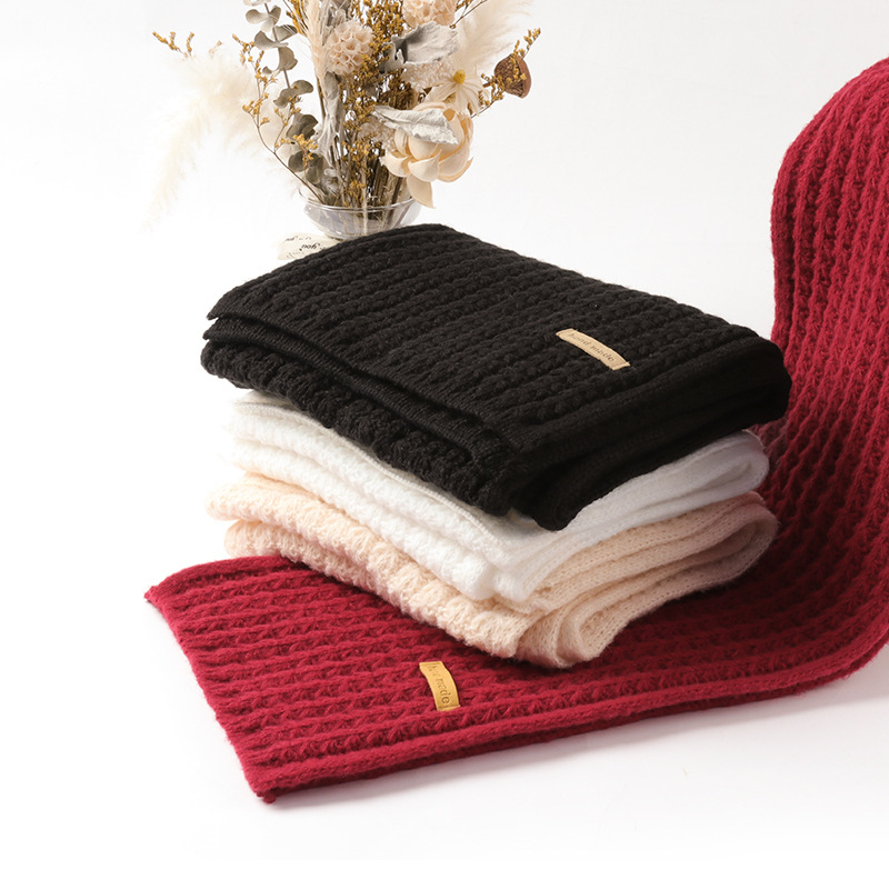 Burgundijski pleteni šal za vrat, zimski unisex, korejskog stila, topao i svestran