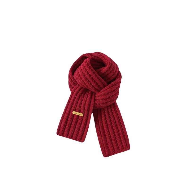 Burgundijski pleteni šal za vrat, zimski unisex, korejskog stila, topao i svestran