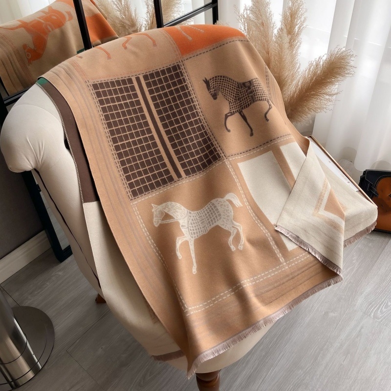Șal unisex de iarnă din casmir artificial, cu două moduri de purtare, tricot plasă și accente în culori contrastante