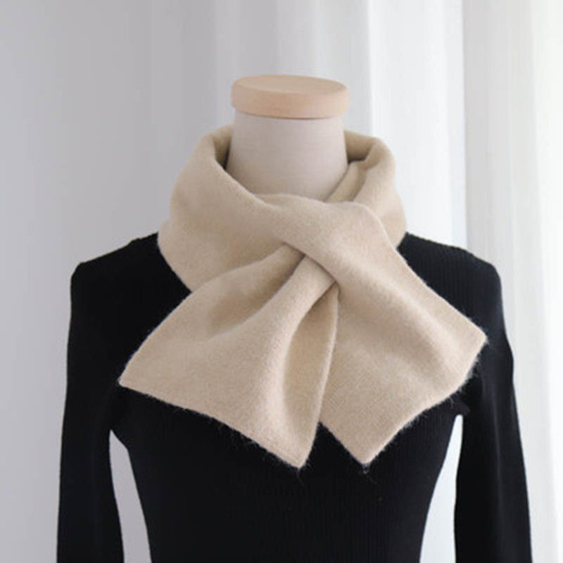 Jesen-zimski kratki pleteni šal od pahuljaste pređe, unisex topao, jednobojan, korejski stil, pleteni šal za vrat