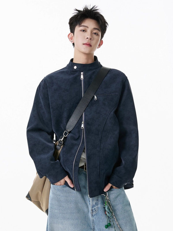Férfi Harrington bőrdzseki – álló gallér, moto-bomber stílus, őszi streetwear
