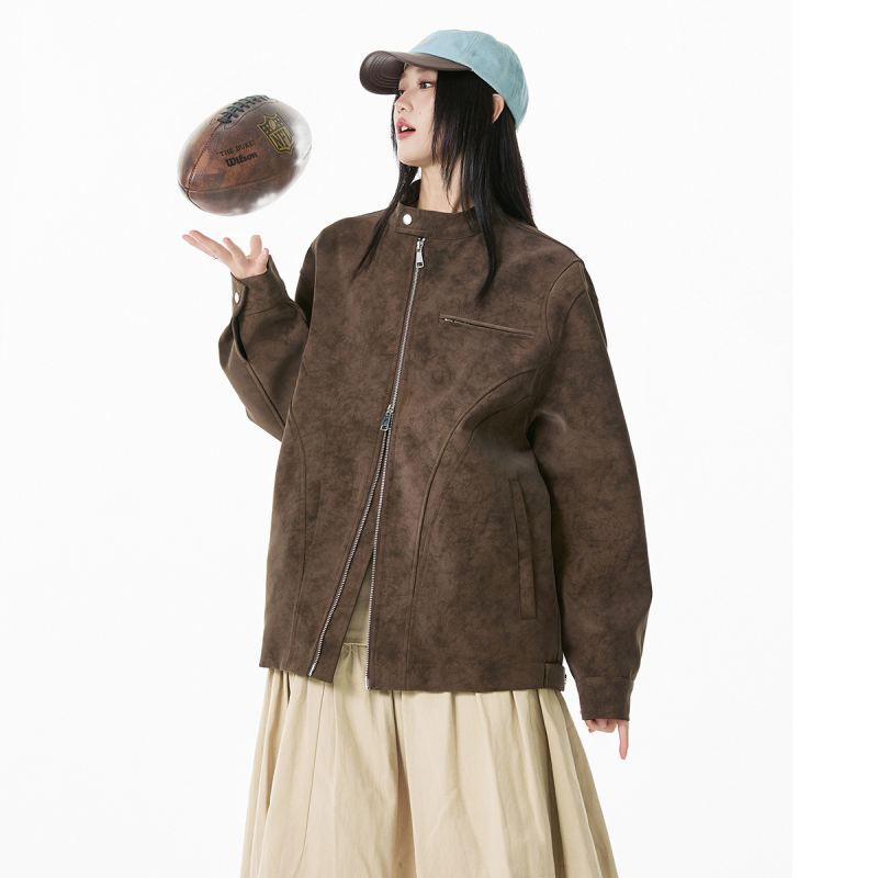 Férfi Harrington bőrdzseki – álló gallér, moto-bomber stílus, őszi streetwear