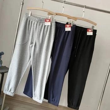 Japanski inspirirane minimalističke muške trenirke hlače od guste terry tkanine, ravni kroj, elastični pojas sa špagom, casual sportske hlače