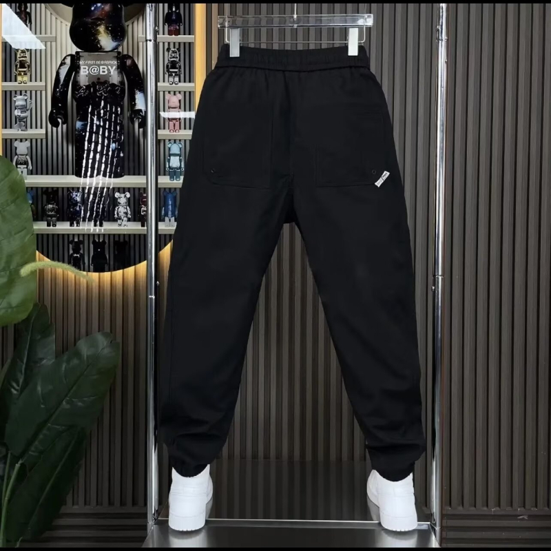 2024 téli férfi patchwork fleece-bélelt sportos nadrág, lazán szabott, gumírozott szár