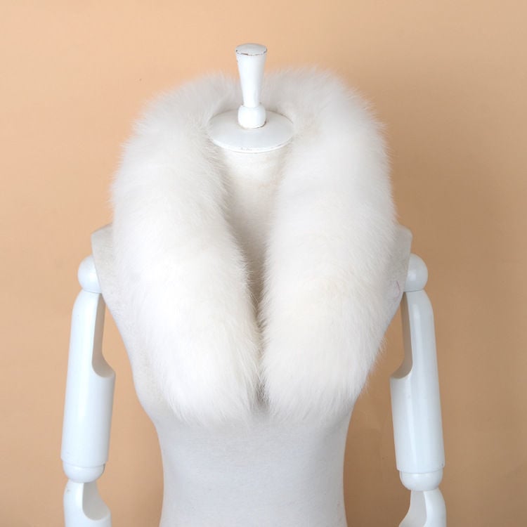 Šal od prave lisice krzna, prirodna boja, unisex, casual stil, duljina oko 80 cm, oversize