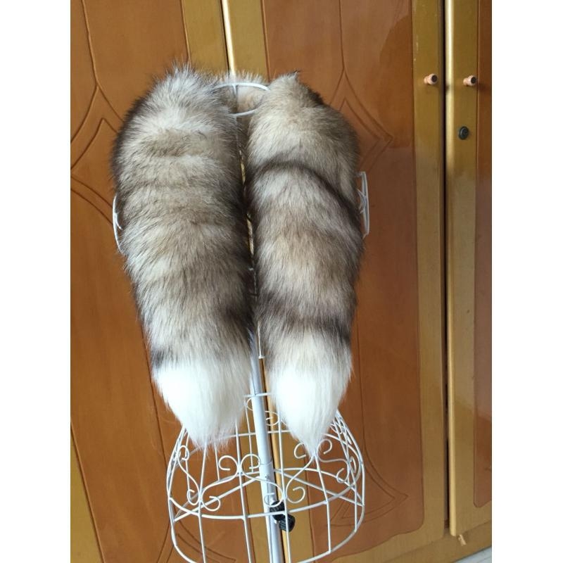 Šal od prave lisice krzna, prirodna boja, unisex, casual stil, duljina oko 80 cm, oversize