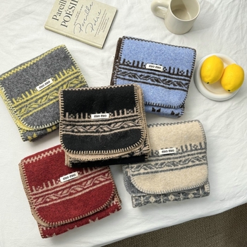 Plavi Fair Isle pleteni vuneni šal, za žene i muškarce, zima 2025, kampus stil, topao