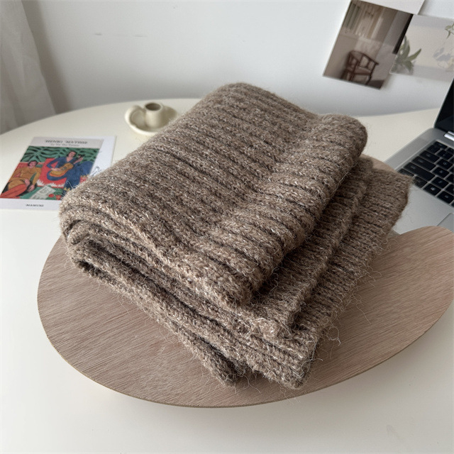 Šal od vunene smese, korejskog stila, zimi, debeo i topao, sive boje, unisex za žene i muškarce