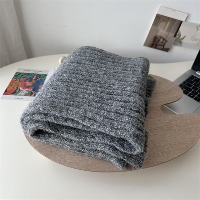 Šal od vunene smese, korejskog stila, zimi, debeo i topao, sive boje, unisex za žene i muškarce