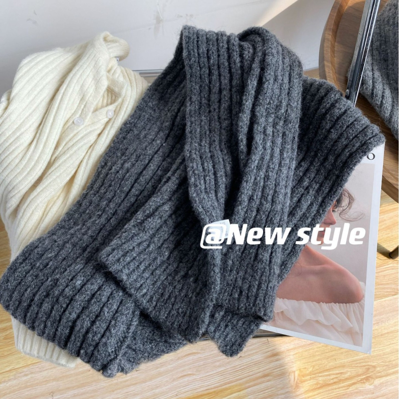 Šal od vunene smese, korejskog stila, zimi, debeo i topao, sive boje, unisex za žene i muškarce