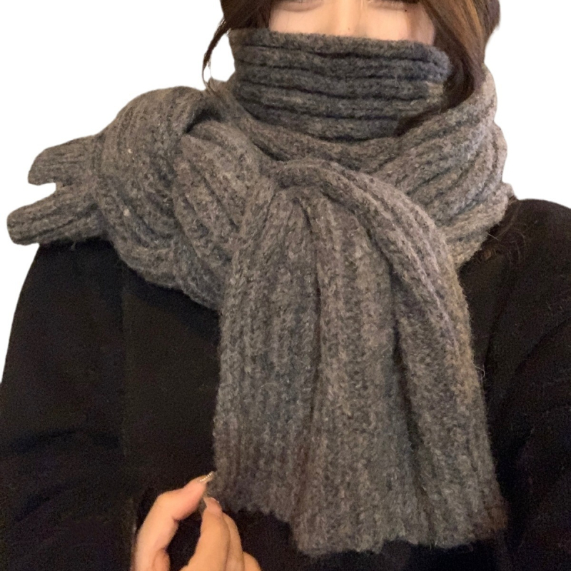 Šal od vunene smese, korejskog stila, zimi, debeo i topao, sive boje, unisex za žene i muškarce