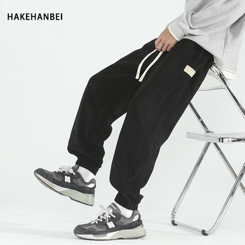 X-602-AK5001-P50 Korduroy férfi nadrág fleece-béléssel, harém stílusú, mindennapi téli nadrág