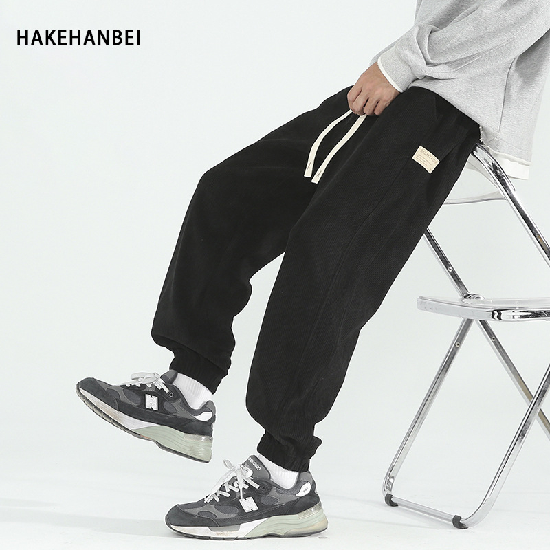 X-602-AK5001-P50 Korduroy férfi nadrág fleece-béléssel, harém stílusú, mindennapi téli nadrág